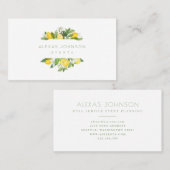 Carte De Visite Aquarelle de citron du printemps (Devant / Derrière)
