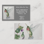 Carte De Visite Aquarelle de colibri gris (Devant / Derrière)