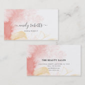 Carte De Visite Aquarelle de corail moderne Coiffure et maquillage (Devant / Derrière)