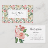 Carte De Visite Aquarelle de crème et de Rose (Devant / Derrière)