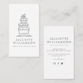 Carte De Visite Aquarelle de gâteau Mariage à main (Devant / Derrière)