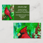 Carte De Visite Aquarelle de la forêt verte du Cardinal rouge (Devant / Derrière)