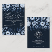 Carte De Visite Aquarelle de la marine Dusty Floral Merci client (Devant / Derrière)