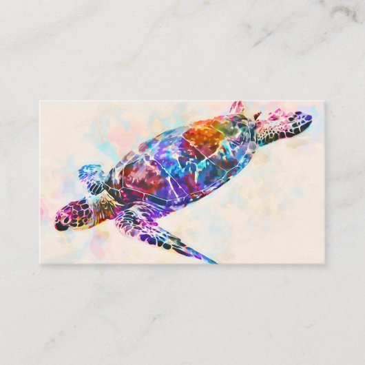 Carte De Visite Aquarelle de la tortue de mer d'Hawaï (Devant)