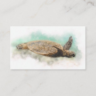 Carte De Visite Aquarelle de la tortue de mer d'Hawaï