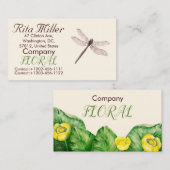 Carte De Visite aquarelle de nénuphar jaune (Devant / Derrière)