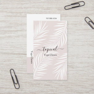 Carte De Visite Aquarelle de palmier blanc feuille Yoga Classes