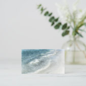 Carte De Visite Aquarelle de plage - Vagues Turquoises de bleu fon (Debout devant)