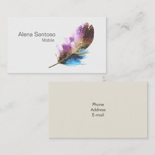Carte De Visite Aquarelle de plume (Devant / Derrière)