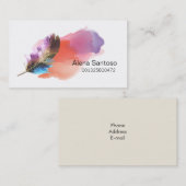 Carte De Visite Aquarelle de plumes (Devant / Derrière)