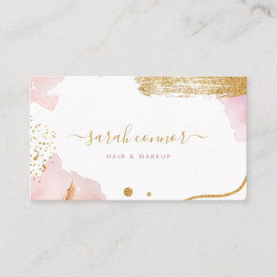 Carte De Visite Aquarelle de script or rose Abstrait