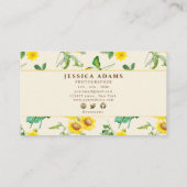 Carte De Visite Aquarelle de tournesol jaune rustique (Dos)