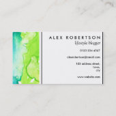 Carte De Visite Aquarelle de vert d'Ombre, jaune et rouge (Dos)