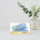 Carte De Visite Aquarelle décorée d'un monogramme professionnelle (Debout devant)