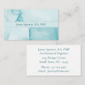 Carte De Visite Aquarelle d'encre bleue moderne (Devant / Derrière)