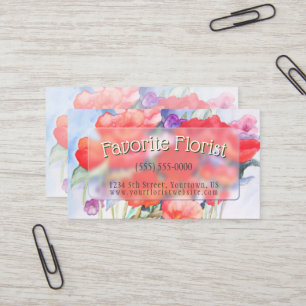 Carte De Visite Aquarelle des Poppies rouges sauvages