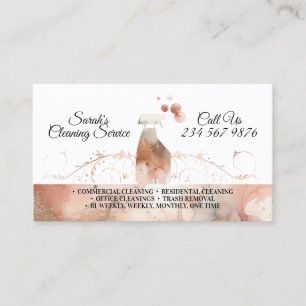 Carte De Visite Aquarelle des services de nettoyage domestique cla