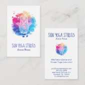 Carte De Visite *~* Aquarelle des yeux sacrés Hamsa Yoga à la main (Devant / Derrière)