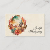 Carte De Visite Aquarelle Désert Cactus et Montagnes (Devant)