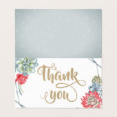 Carte De Visite Aquarelle Desert Rouge Succulents Merci (Extérieur déplié)