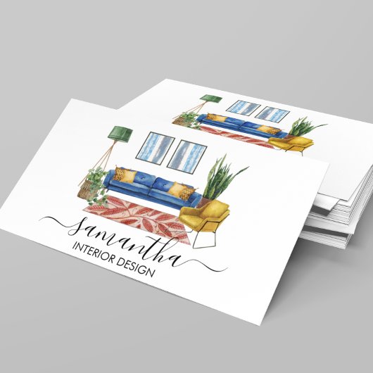 Carte De Visite Aquarelle Design d'intérieur de calligraphie manus