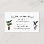 Carte De Visite Aquarelle Design d'intérieur de calligraphie manus (Dos)