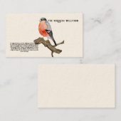 Carte De Visite Aquarelle design forêt oiseau taufinch (Devant / Derrière)