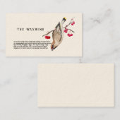 Carte De Visite Aquarelle Design Oiseau forestier cire. Entreprise (Devant / Derrière)