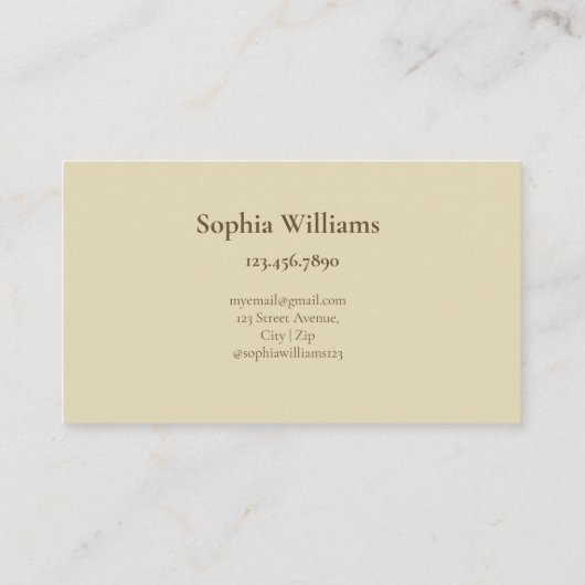 Carte De Visite Aquarelle Designer Light Brown Chic (Dos)