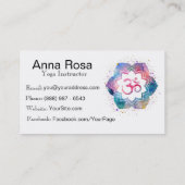 Carte De Visite Aquarelle d'instructeur de professeur de yoga de (Dos)