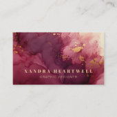 Carte De Visite Aquarelle d'or de Bourgogne moderne Code QR Abstra (Devant)