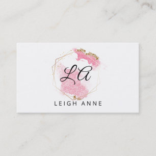 Carte De Visite Aquarelle d'or rose moderne Monogramme Géométriq