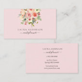Carte De Visite Aquarelle douce fleurie dans les entreprises arriè (Devant / Derrière)