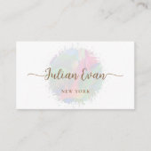 Carte De Visite Aquarelle douce Pastel Hologramme blanc (Devant)
