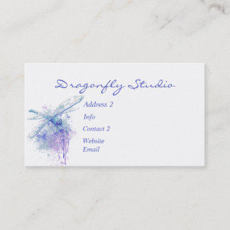 Carte De Visite Aquarelle douce personnalisée Bleu libellule