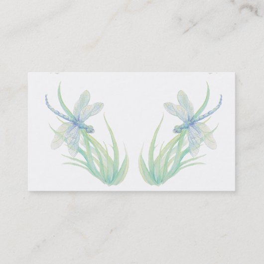 Carte De Visite Aquarelle douce personnalisée Bleu Vert Dragonfly (Dos)