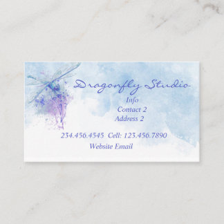 Carte De Visite Aquarelle douce personnalisée Blue Dragonfly Busin