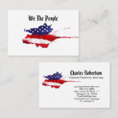 Carte De Visite *~* Aquarelle Drapeau américain Nous le Peuple (Devant / Derrière)