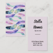 Carte De Visite Aquarelle Dream Catcher Plumes sauvages (Devant / Derrière)