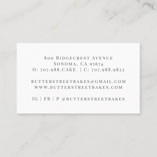 Carte De Visite Aquarelle du chef pâtissier boulangerie (Dos)