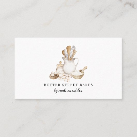 Carte De Visite Aquarelle du chef pâtissier boulangerie (Devant)