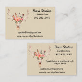 Carte De Visite Aquarelle du crâne BoHo Personnalisez la taille Eu (Devant / Derrière)