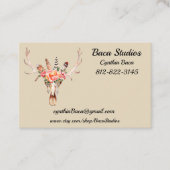 Carte De Visite Aquarelle du crâne BoHo Personnalisez la taille Eu (Devant)