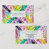 Carte De Visite Aquarelle du Motif de serpent de léopard brillant (Devant / Derrière)