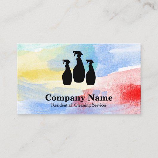 Carte De Visite Aquarelle du service de nettoyage élégant (Devant)