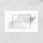 Carte De Visite Aquarelle Dusty bleu et or maquillage (Dos)