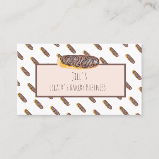 Carte De Visite Aquarelle Eclair Donuts Boulangerie Peint À La Mai (Devant)