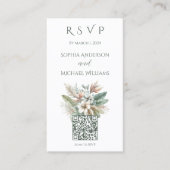 Carte De Visite Aquarelle Élégance tropicale-RSVP-QR code- (Devant)