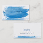 Carte De Visite Aquarelle Elegant Simple Splatter Blue (Devant / Derrière)