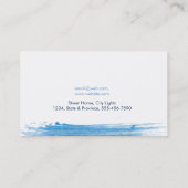 Carte De Visite Aquarelle Elegant Simple Splatter Blue (Dos)